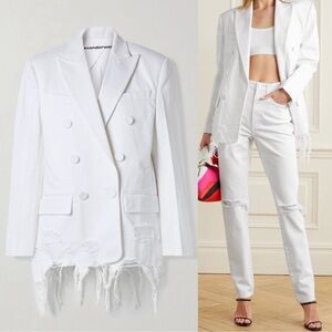 Alexander Wang double breasted distressed denim blazer